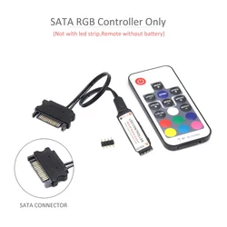 DC 12V SATA RGB Led Controller RF17 Keys Remote Wireless Large 4Pin Molex Controler for PC Fan Computer Case 5050 Strip Lighting