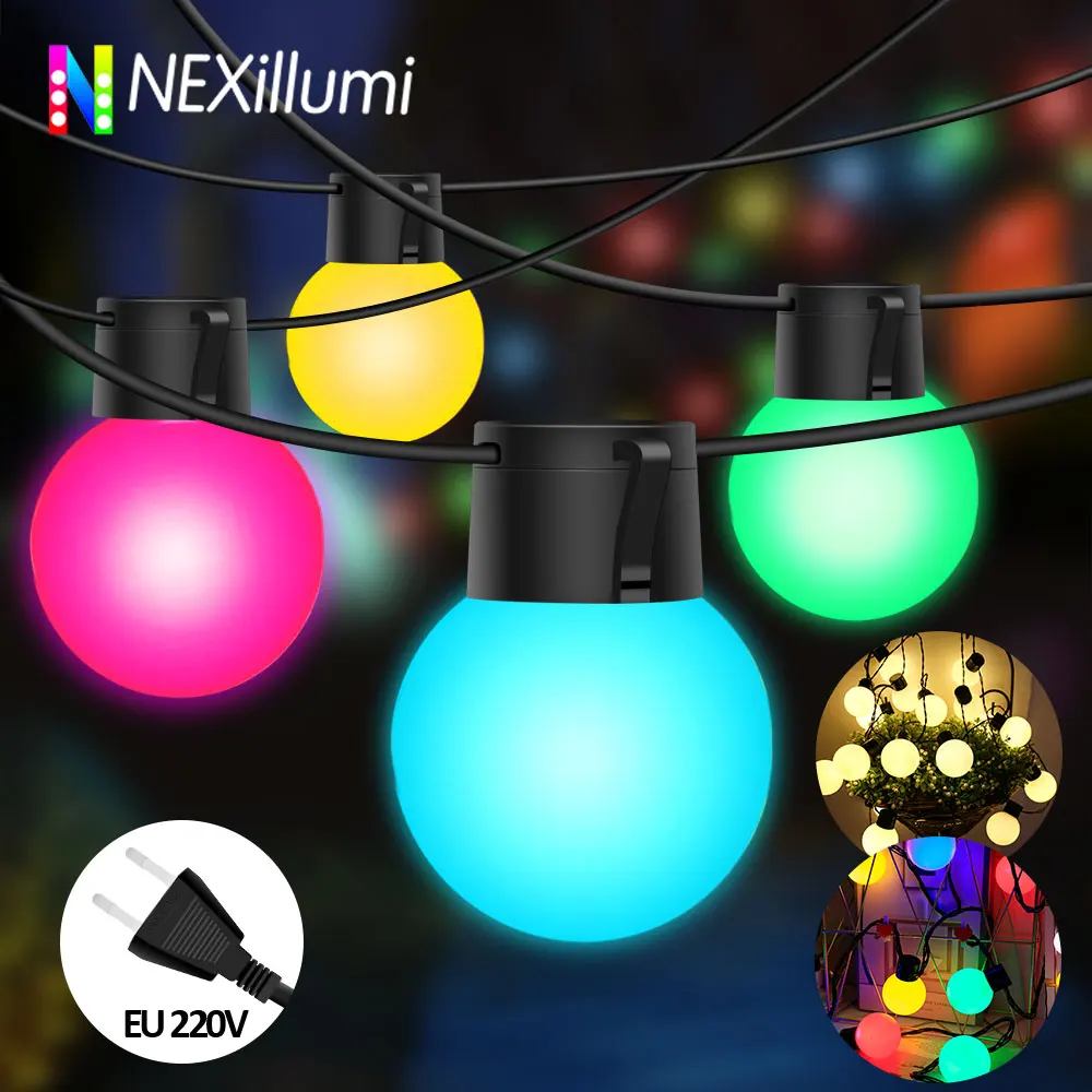 Patio String Light  G50 Bulb IP65 Waterproof Outdoor Garland Garden Light Suitable for Home Indoor Garden Holiday Lighting