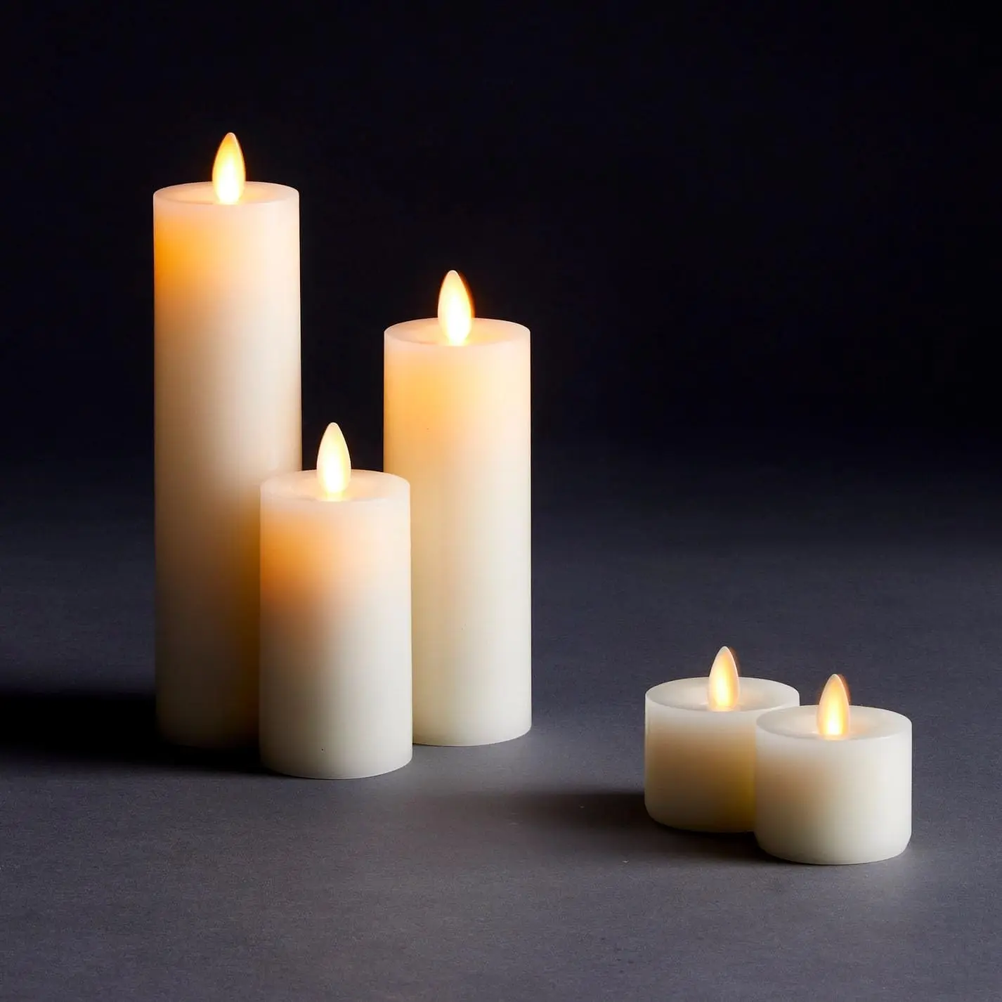 Battery LED Indoor Candle Wax Pillar Ivory Flame Moving Light
