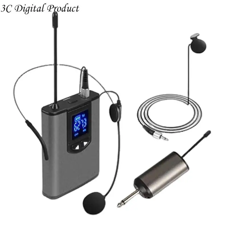

Clip On Broadcast Microphone For Podcasts Clear Transmission 6Hrs Adjustable Frequency LCD Screen Metal Housing Q84A