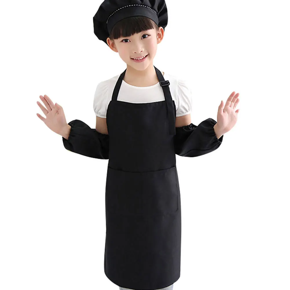 

1 set Chef Apron Hat Set Black L Size Adjustable Cooking Baking Art Painting Kitchen Party Costume Diy Craft Wearable