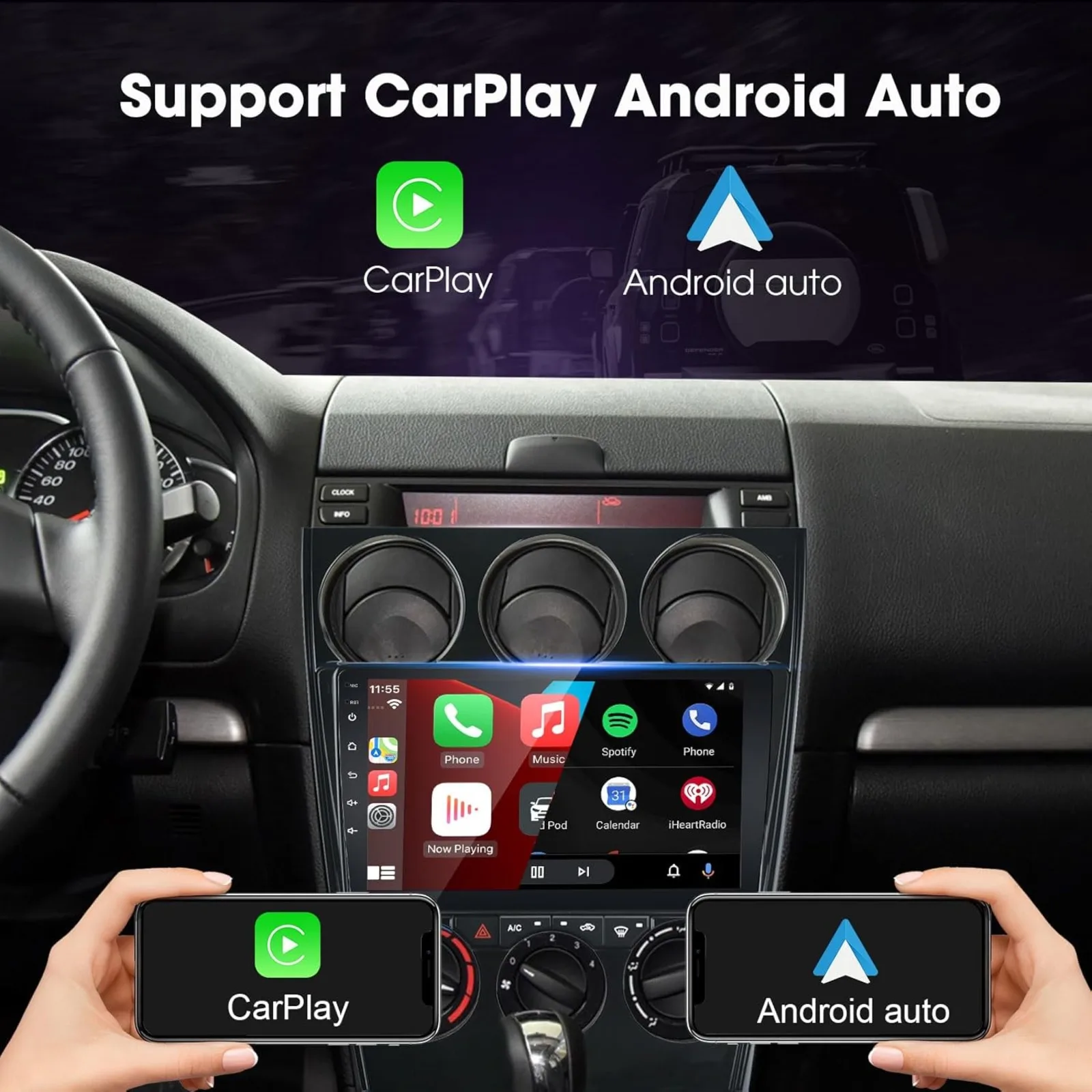 US  Android Car Radio for Mazda 6 Atenza 2002-2008, Android Car Stereo Build-in Carplay & Android Auto, with GPS Navigation