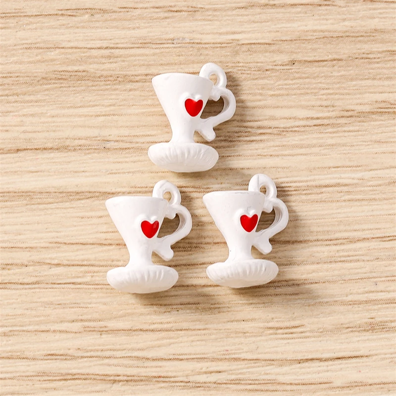 10 Stück süße Emaille-Kaffeebohnen-Tassen-Charms-Anhänger für Schmuckherstellung, Tropfen-Ohrringe, Halsketten, Armbänder, DIY-Bastelzubehör – Detail 6