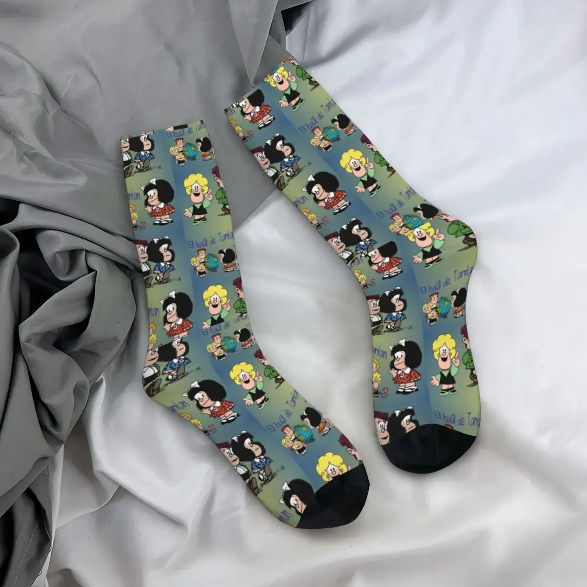 Mafalda Cartoon Pattern Socks para mulheres, aconchegantes, Quino Comics, Skate Crew, bonito, pequenos presentes