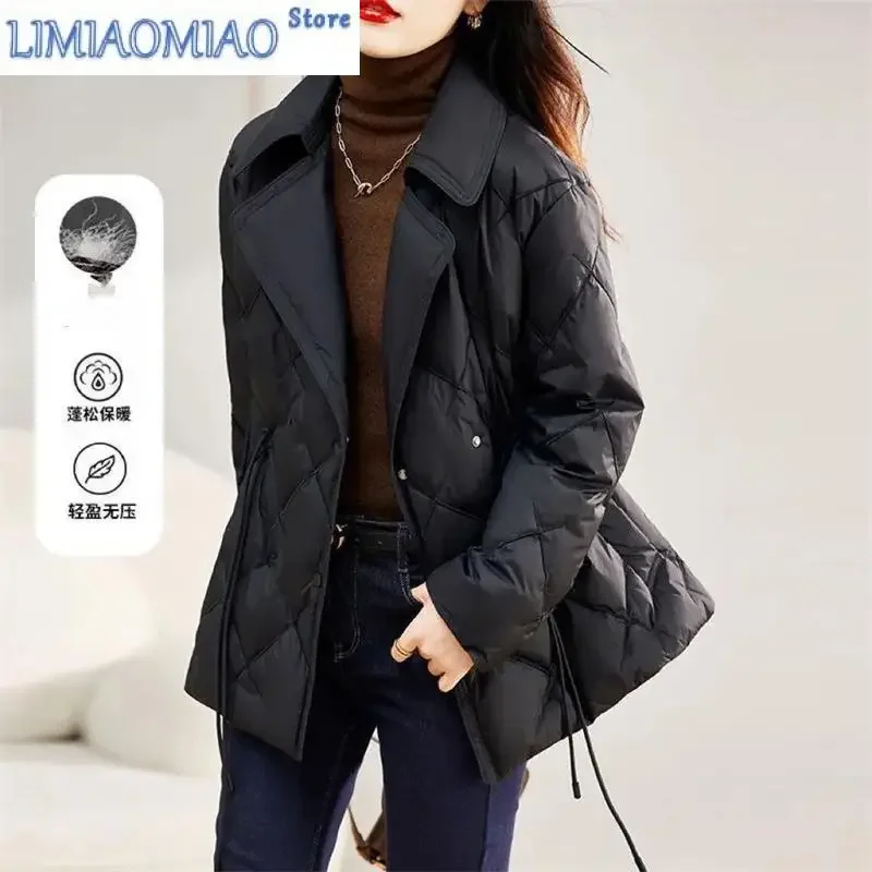 New Suit Collar Light Thin Down Cotton Jacket Women's Short Fitting Popular Fashion Quilted Winter Jacker Padded Cotton