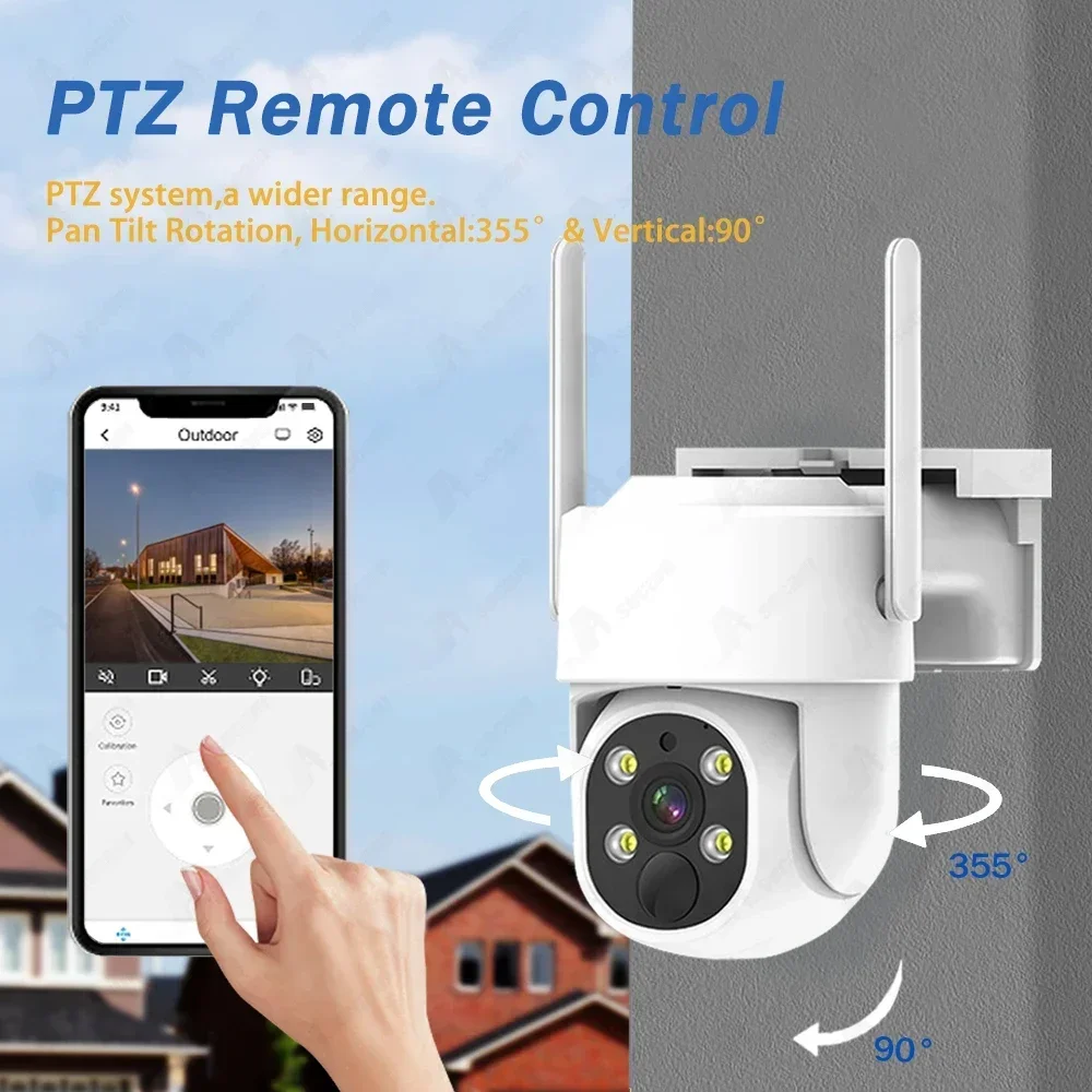 5MP PTZ IP WiFi Camera Solar Power Low Comsunption Panel Built-in Battery Surveillance Cameras PIR Human Detection Outdoor IP66