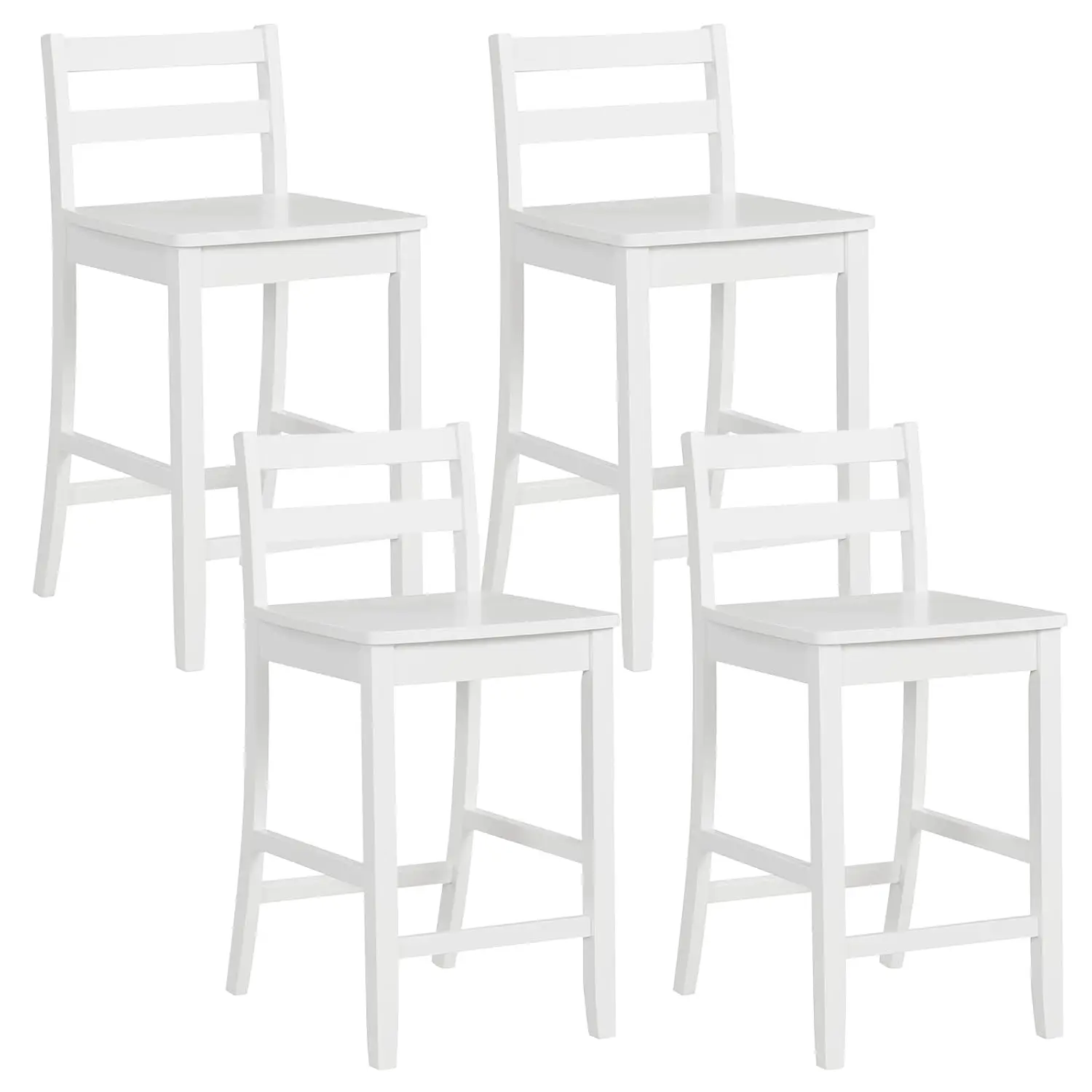 

Wooden Bar Stools Set of 4, 24-Inch Counter Height Stools with Ergonomic Backrest & Footrest, Farmhouse High Dining, Customized