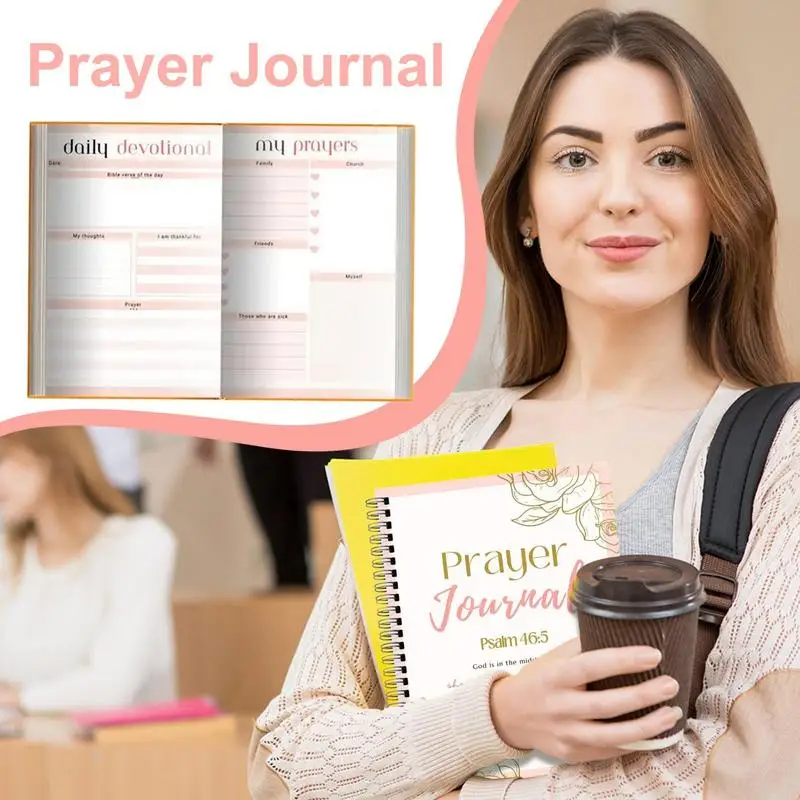 Prayer Journal For Woman Christian Art Journal Spiral Personal Planners Daily Guided Devotional Journaling Bible Study Supplies