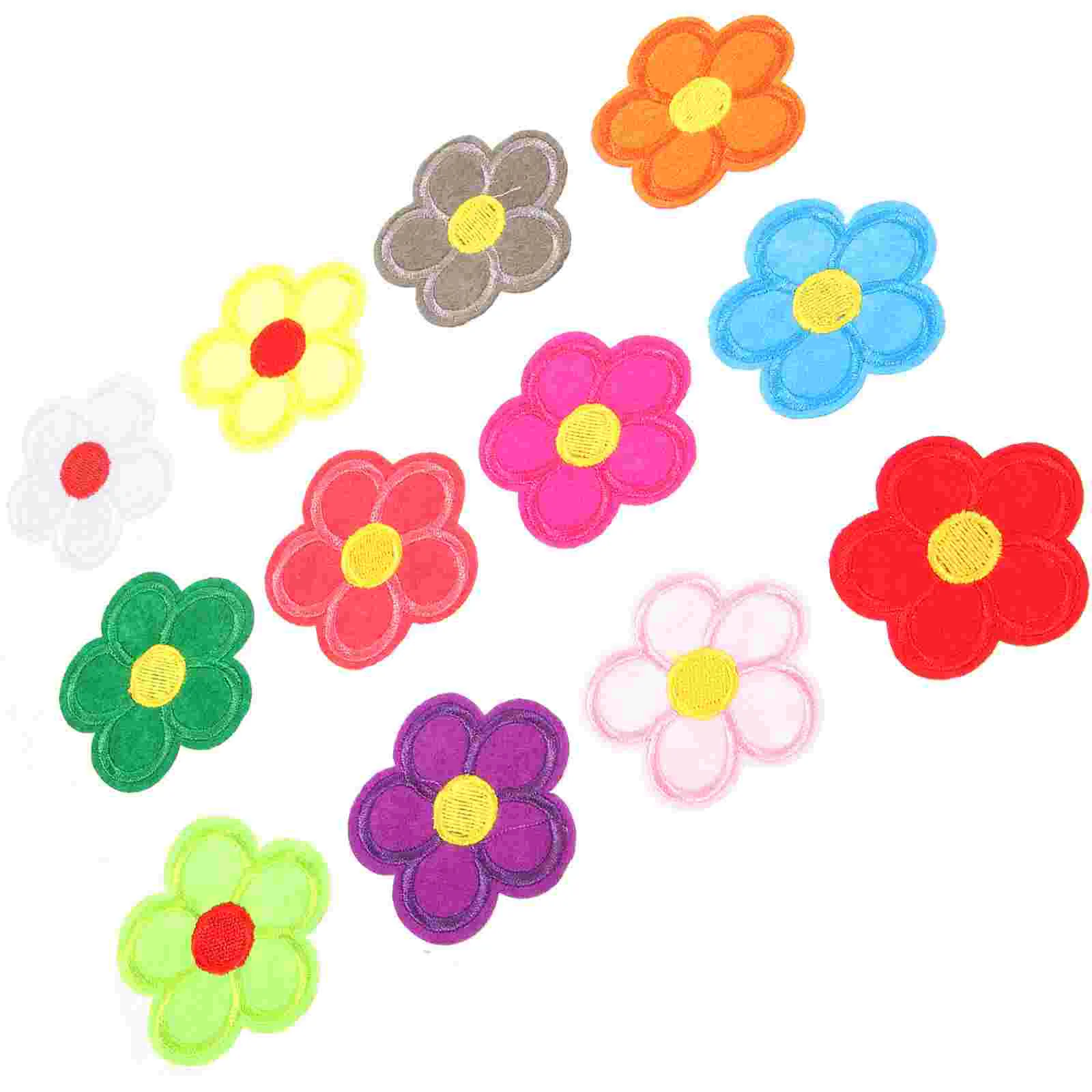 12 Pcs Decorate Embroidered Cloth Patch Hat Patches Polyester Thread Sew Flower Iron