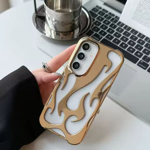 for Samsung Galaxy S25 S24 S23 S22 Ultra A55 A54 A16 A15 A14 A06 5G Case 3D Flame Pattern Hollow Protective Slim Back Cover