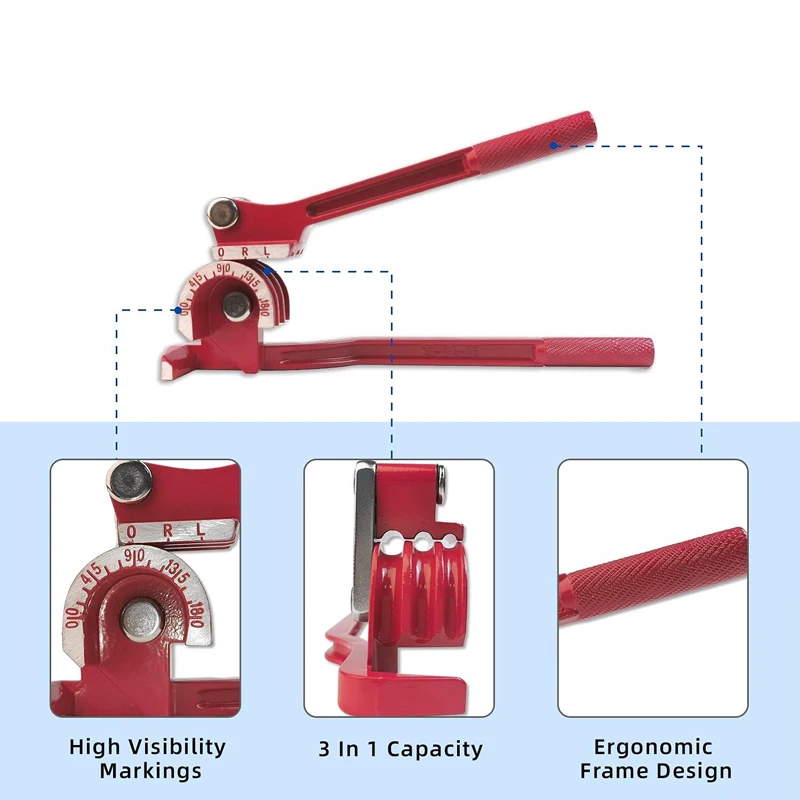 3 In 1 180 gradi 6mm / 8mm / 10mm tubo piegatubi tubo di rame tubo aria condizionata strumento manuale gomito strumento di piegatura