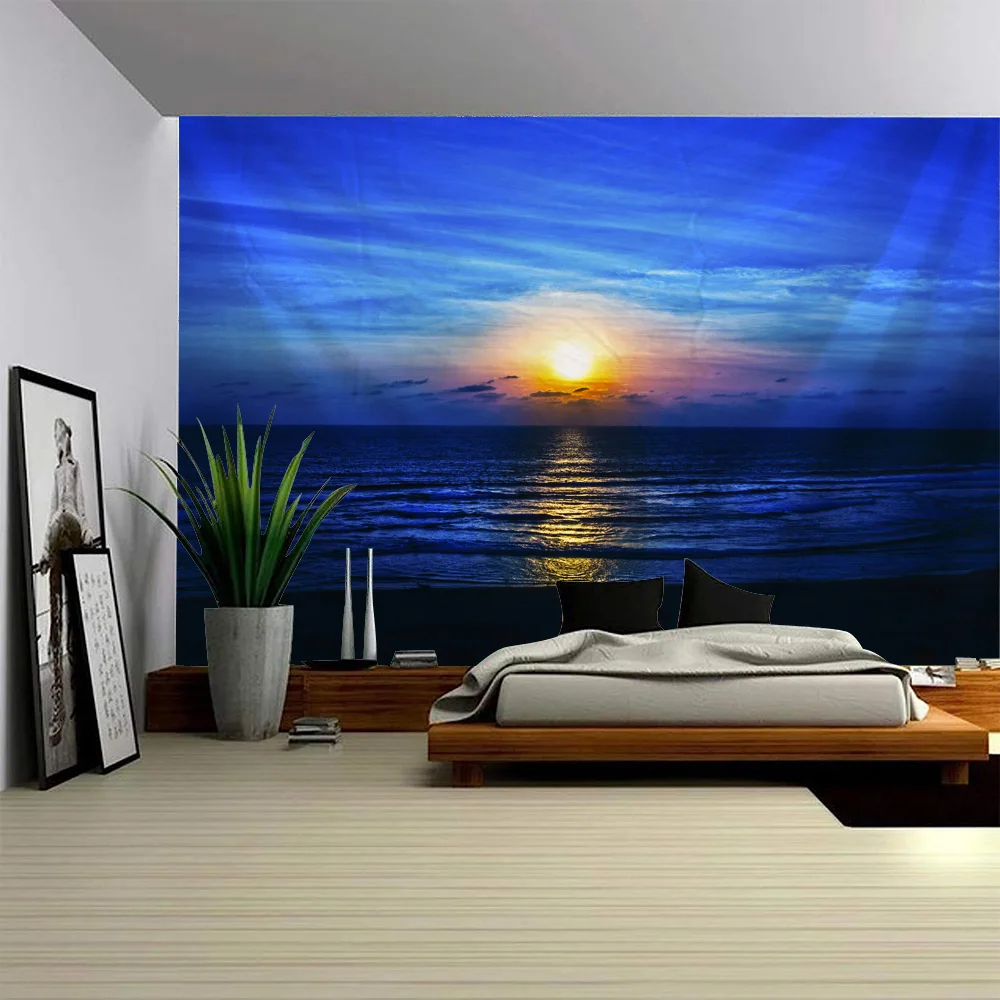 

Landscape tapestry, wall hanging, sunrise, sunset, home wall decoration, fabric blanket, bedroom, living room, art decoration
