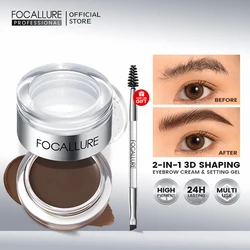 Focallure เจลแว็กซ์แต่งคิ้ว2อิน1กันน้ำติดทนนานครีมมาสคาร่าคิ้ว3สีเครื่องสำอางพร้อมแปรง