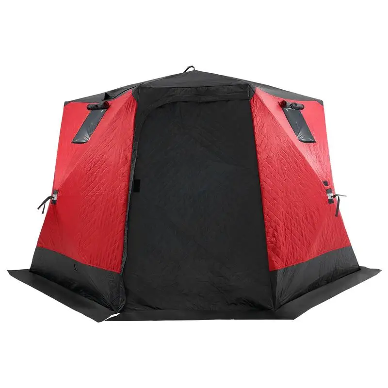 Portable ice fishing tent, pop-up tent for ice fishing for 4-6 people, fishing tent made of 600D Oxford fabric, angler's umbrella, ice hut for winter fishing, tent with anchors/rope/carrying bag, 3.3 x 3.3 x 2 m view 3