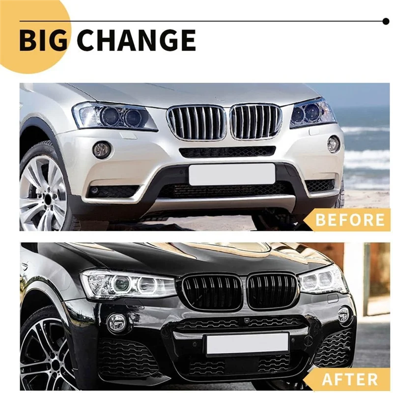 

WF-двойные планки, глянцевая черная передняя решетка для почек для BMW X3 F25 LCI 2015-2017 X4 F26 2015-2018 51117338571 51117338572