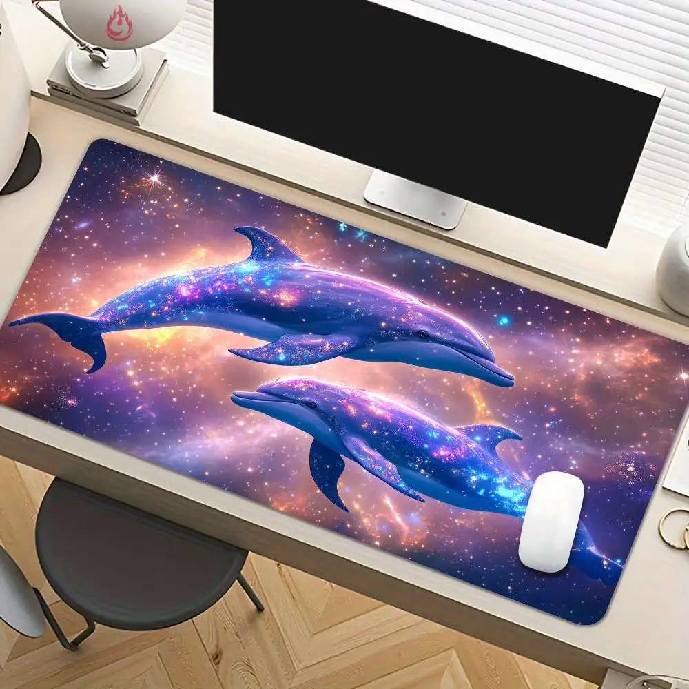 Elegant starry sky dolphins Mouse Pad Desk Mat Large Computer Office Carpet Mousepad Gamer Gaming PC Accessories Keyboard Rug