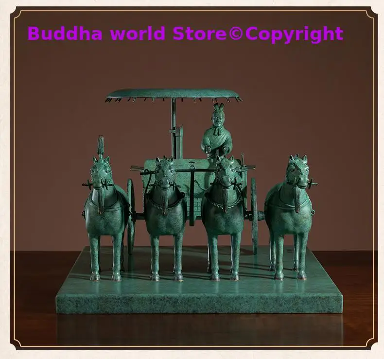 Asia CHINA QIN Royal BING MA YONG HORSE Chariot OFFICE HOME High grade decorative ART bronze carving Sculpture Museum Replica