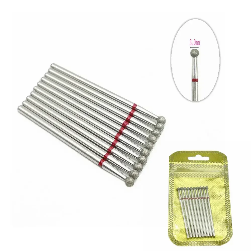 10pcs D Series Ball Shape Nail Diamond Drill Bit For Electric Manicure Machine Accessories  Mills Cutter Ce Passed