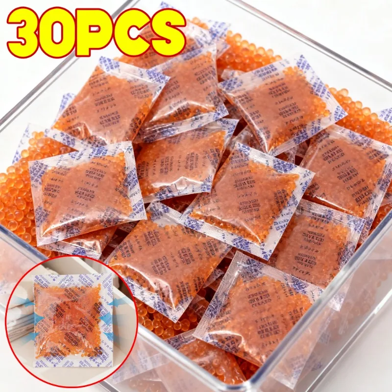 10/30 Sacchetti di Perle di Gel di Silice Riutilizzabili Arancioni, Assorbitori di Umidità Non Tossici per Prodotti Elettronici