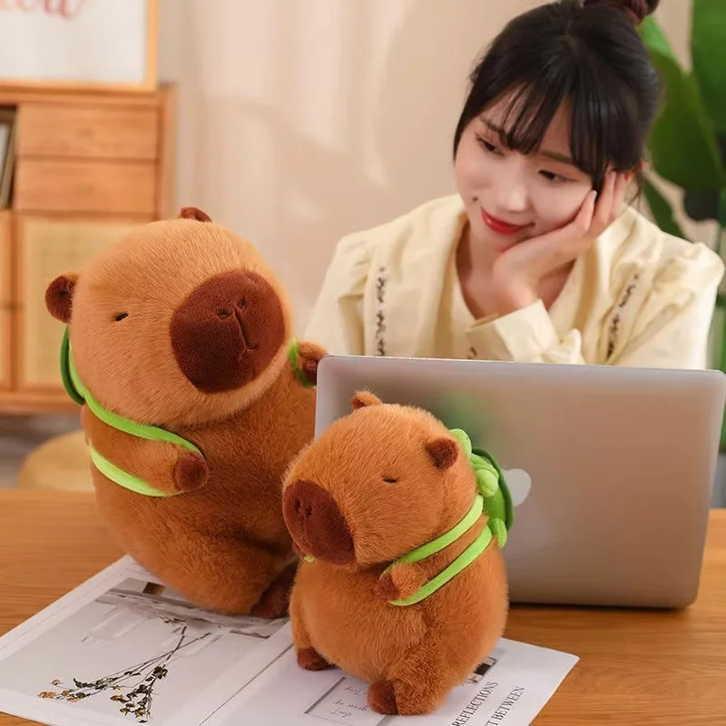 Simpatico capibara peluche animali di peluche capibara con zaino tartaruga Kapibala bambola morbida giocattoli per bambini compleanno regalo di Natale Anime