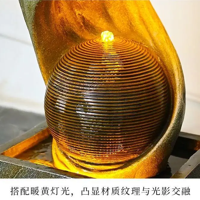 Floor-to-ceiling flowing water ornament simulation pottery pot light luxury high-end living room entrance decoration fountain