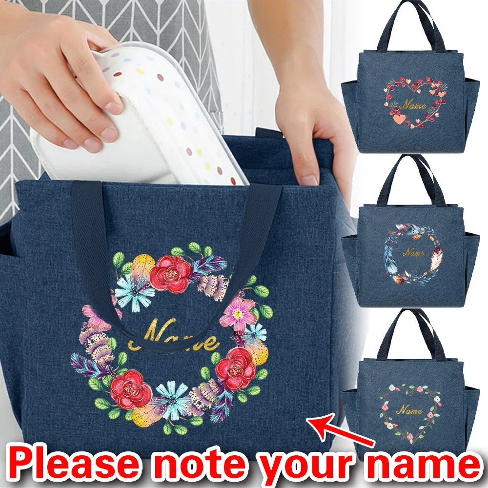 

Customized Name Insulated Lunch Bag Personalized Aluminum Foil Bento Lunch Bag Portable Insulated Picnic Food Bag