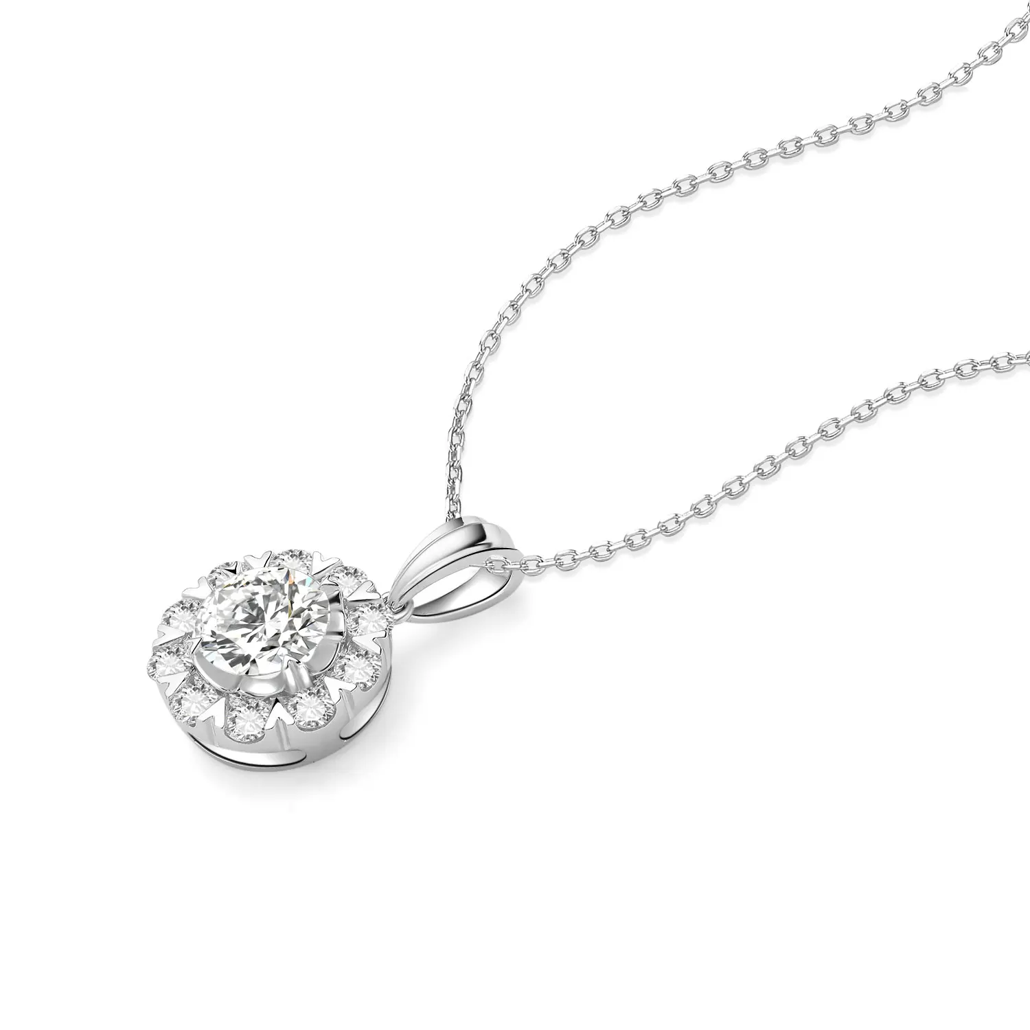 NGIC/NGTC 0.5/0.6/1ct Sunflower Lab Grow Diamonds Pendant 18K White Gold Necklace Pendant Boutique Jewelry