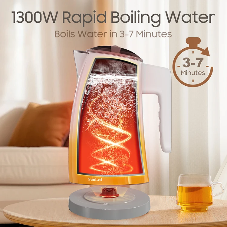 China Customization 304 Stainless Steel Hot Water Boiler 1300W Tea Pots Electric Kettle With Auto Shut-Off & Boil Dry Protection