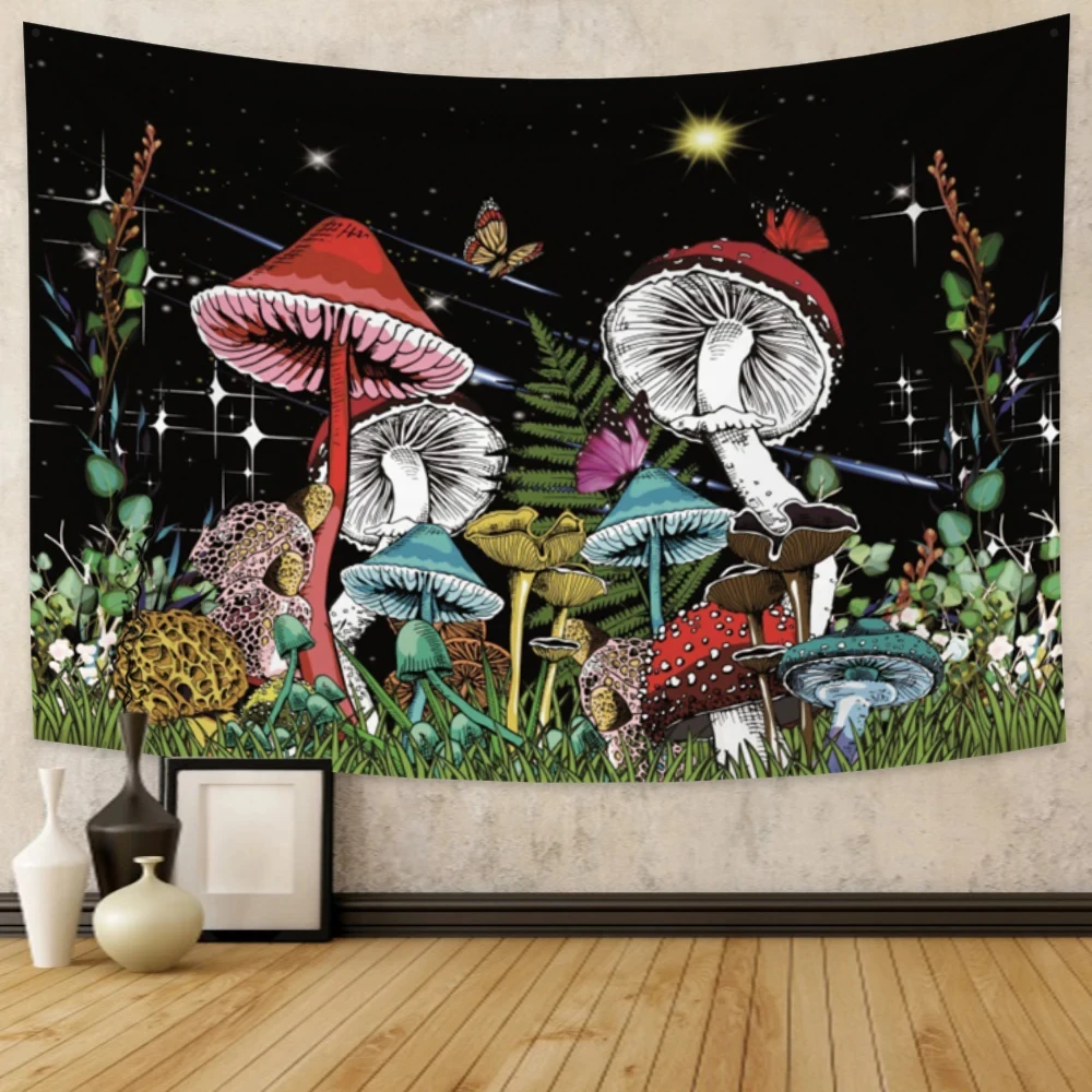 Mushroom Tapestry Wall Hanging Magical Mushroom Plant Botanical Wall Tapestry for Living Room College Dorm Party Office Decor