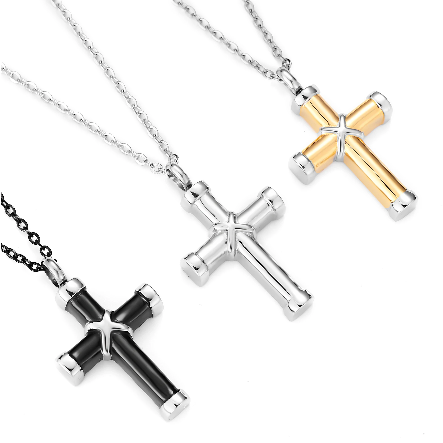 Stainless Steel Classic Cross Cremation Ashes Urn Necklace Keepsake Jewelry Ashes Memorial Pendant 20