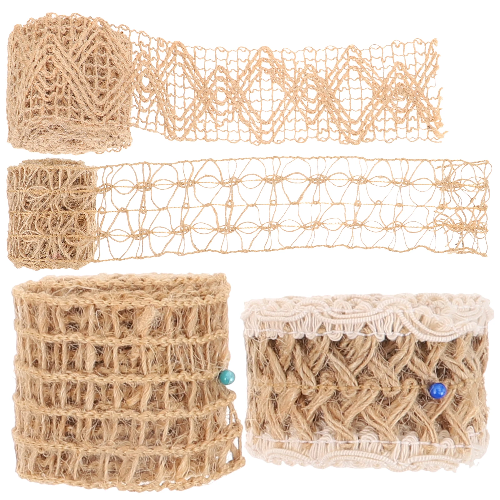 

4Pcs Versatile Woven Cotton Linen Ribbon for Gift Packaging Crafting Home Decor Vintage Embellishments