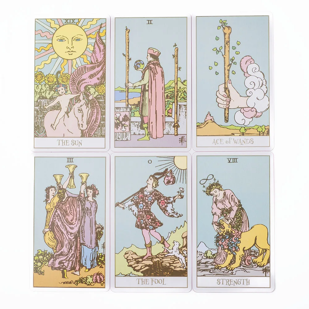 Pink Border Tarot Card Deck with Guidebook 78Pcs English Version Family Gathering Divination Deck Board Game Cards 10.3*6cm