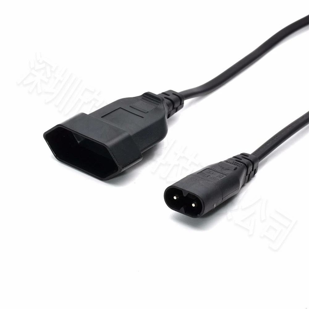 1PCS IEC320 C8 Male to Europe Schoko CEE7/16 Outlet Female socket Power Extension Cable For PDU UPS 25cm 2.5A 0.75MM power cable