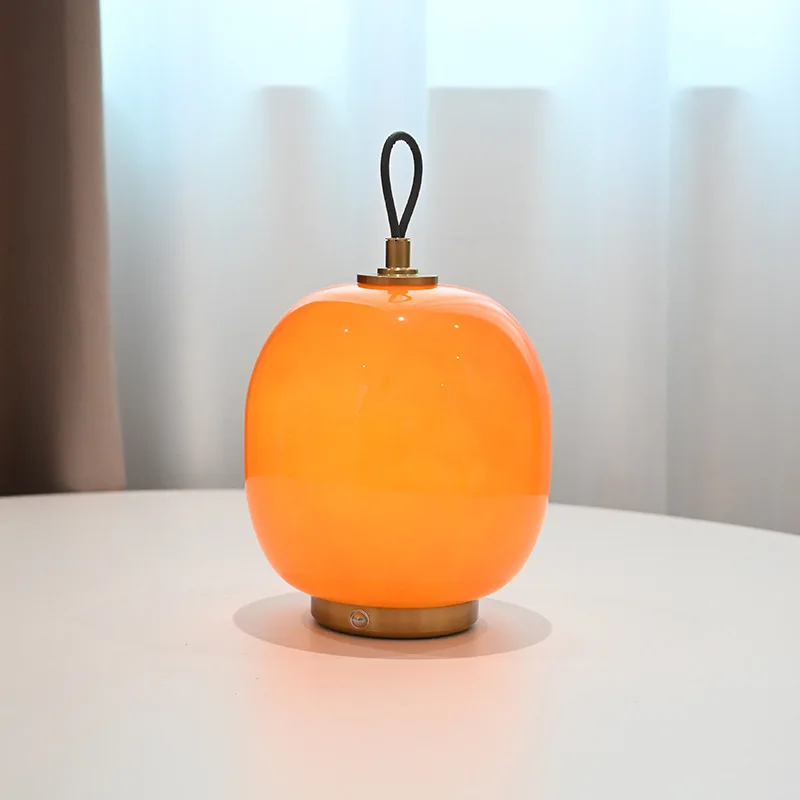 

Danish Designer Lantern Glass Home Decor Portable Table Lamps Bedroom Bedside Living Room Study Charging Reading Desk Lights LED