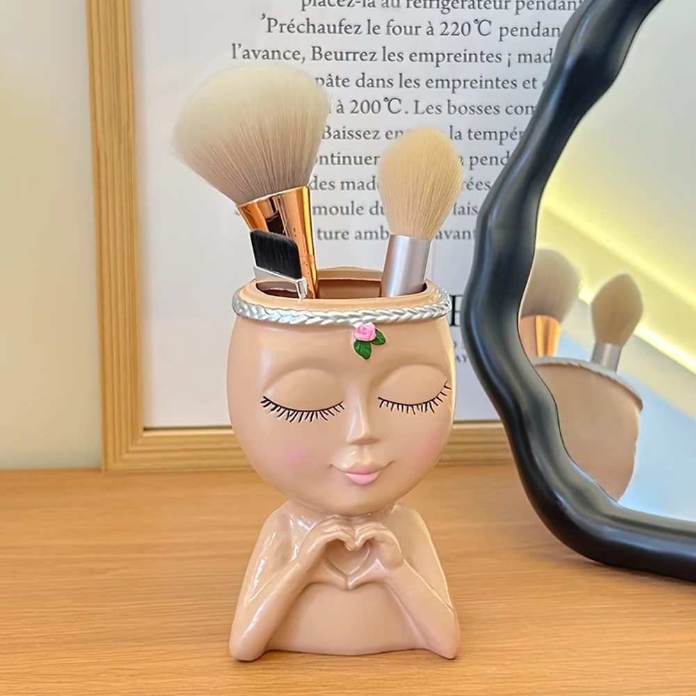 1-teiliges Aufbewahrungsregal für Make-up-Pinsel und Augenbrauenpinsel, aus Kunstharz, luxuriöses, modernes, kreatives Halbkörper-Aufbewahrungsregal, geeignet für die Aufbewahrung von Kosmetika und Badezimmerartikeln a – Detail 6