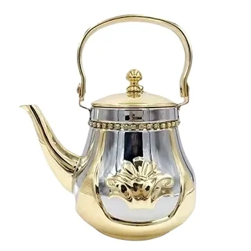 Luxury Diamond Painting Gold Colored 1.5L Stainless Steel Turkish Coffee Pot Arabic Style Teapot