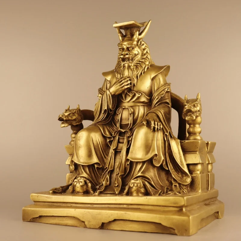 Brass Sitting Long Chair Donghai Dragon King Statue Decoration Wholesale Home Worship Desktop Creativity Gift Copper Crafts