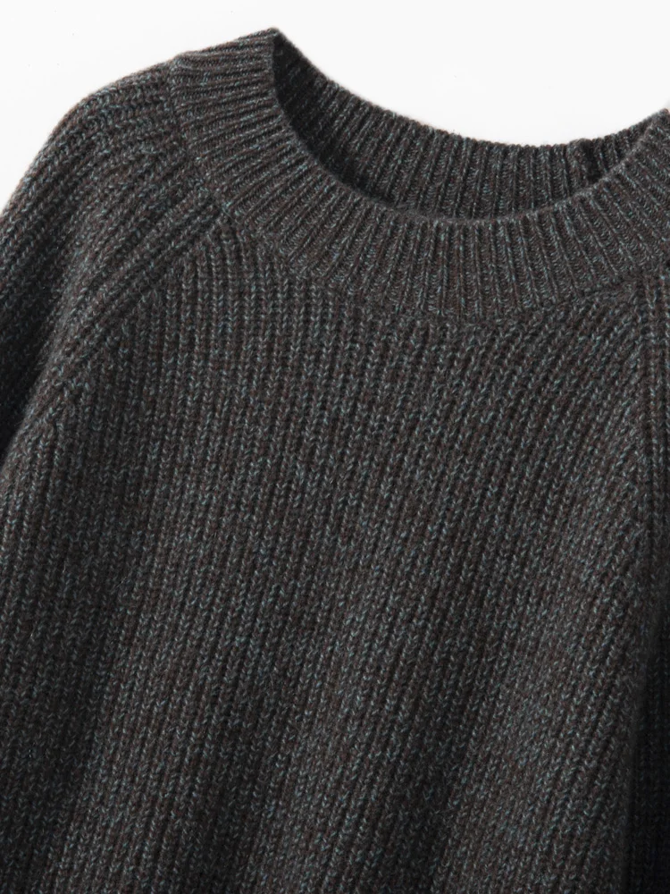

Women's Sweater 100% Cashmere Knitwear O-neck Pullover Tops Autumn Winter Thick Warm Korean Style Raglan Sleeve Female Clothing