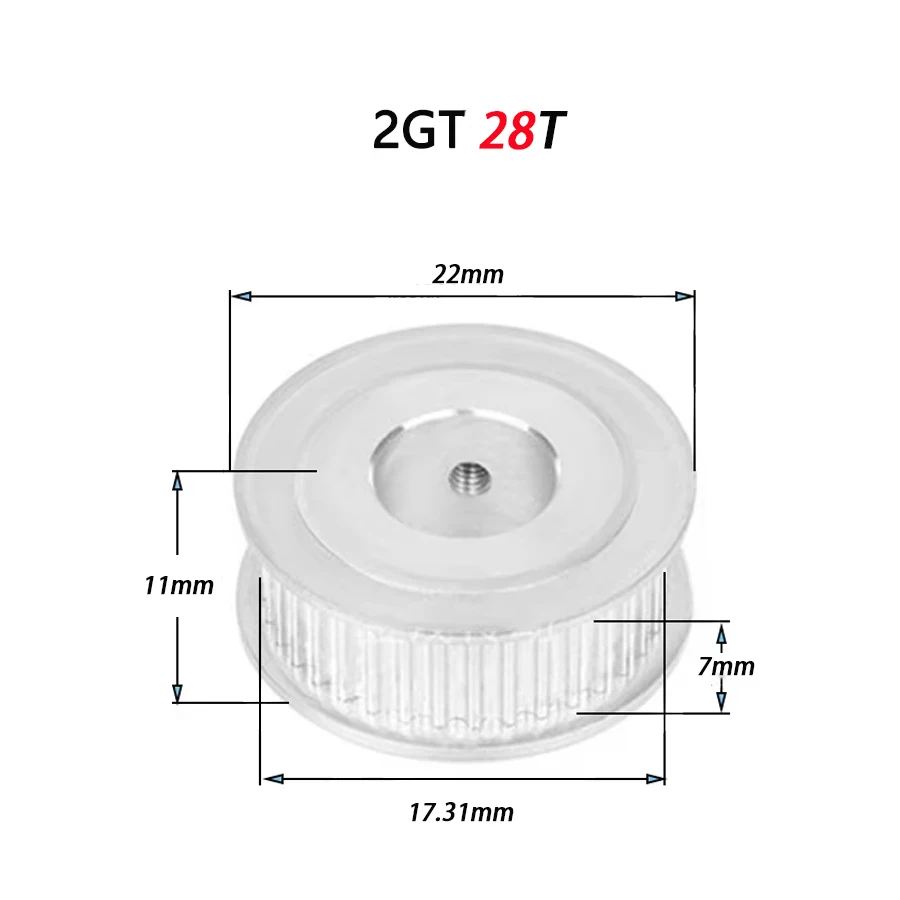 1/3/5Pcs 2GT 28Teeth AF Type Belt Pulley  3D Printer Parts Synchronous Wheel Aperture 4/5/6/6.35/8~12.7mm Belt Pulley Width 7mm