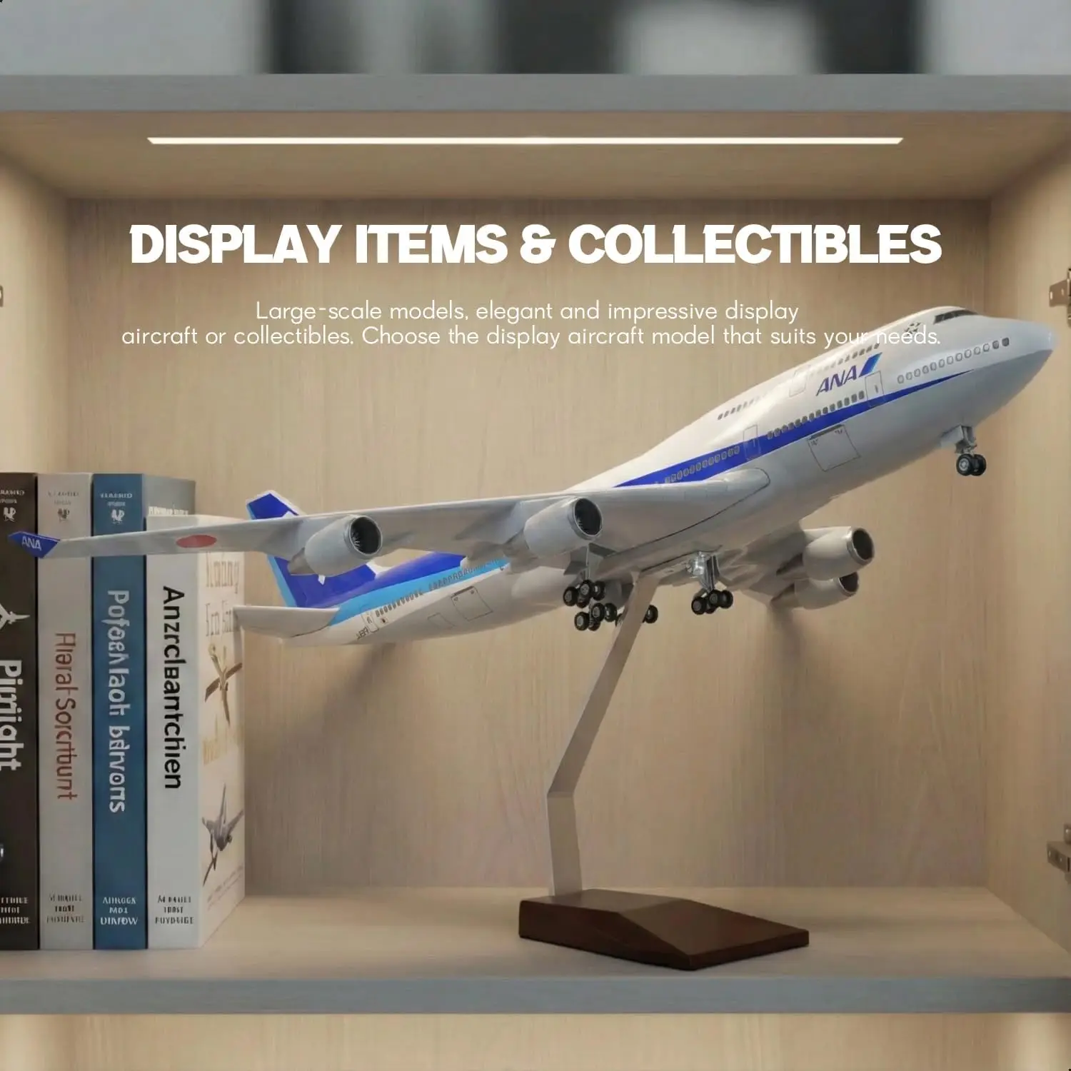 

1/160 Large Scale ANA B747 Resin Airplane Model with Stand for Adult Aviation Souvenir Plane Gift, Home or Office Desktop Decor