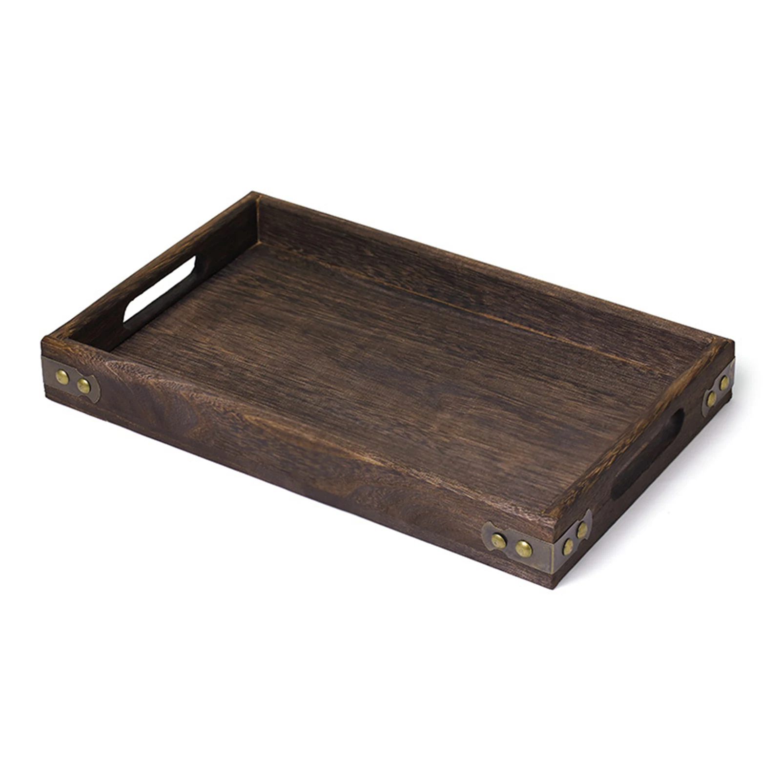 Wooden Service Tray with Handles Handmade Classic Wooden Tray Rectangle Wooden Tray for Home Decor