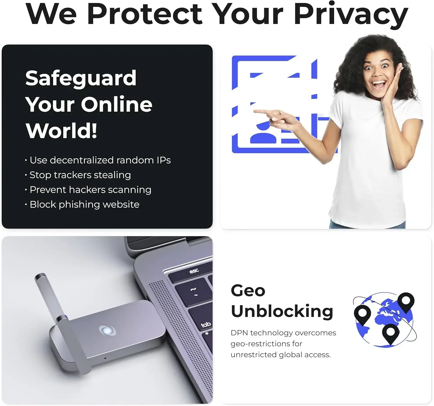 Deeper Connect Air VPN ルーター ポケットサイズのワイヤレス トラベル ポータブル Wireguard OpenVPN DPN WiFi ルーター (Mac および PC 用)