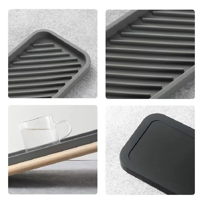 1Pc Silicone Drain Tea Coaster Heat Resistant Cup Drying Non-Slip Mat Bathroom Sink Tray Multifunctional Drain Soap Drain Rack