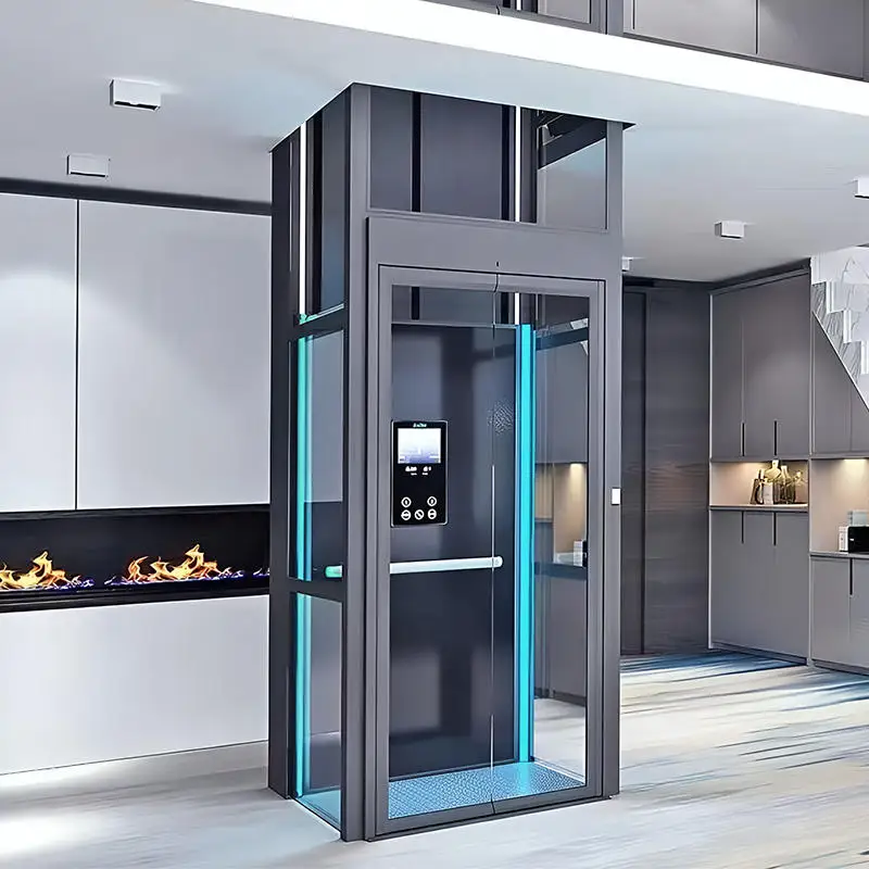 Custom Built Home Elevator 300kg 0.3m/s 3 Stops Tailored Cabin Size Door Color for Private Villa Duplex High Quality