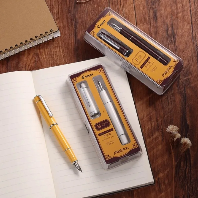 pilot-original-limited-edition-prera-fountain-pen-f-nib-fpr-3sr-white-yellow-colors-resin-writing-ink-pen-business-gift