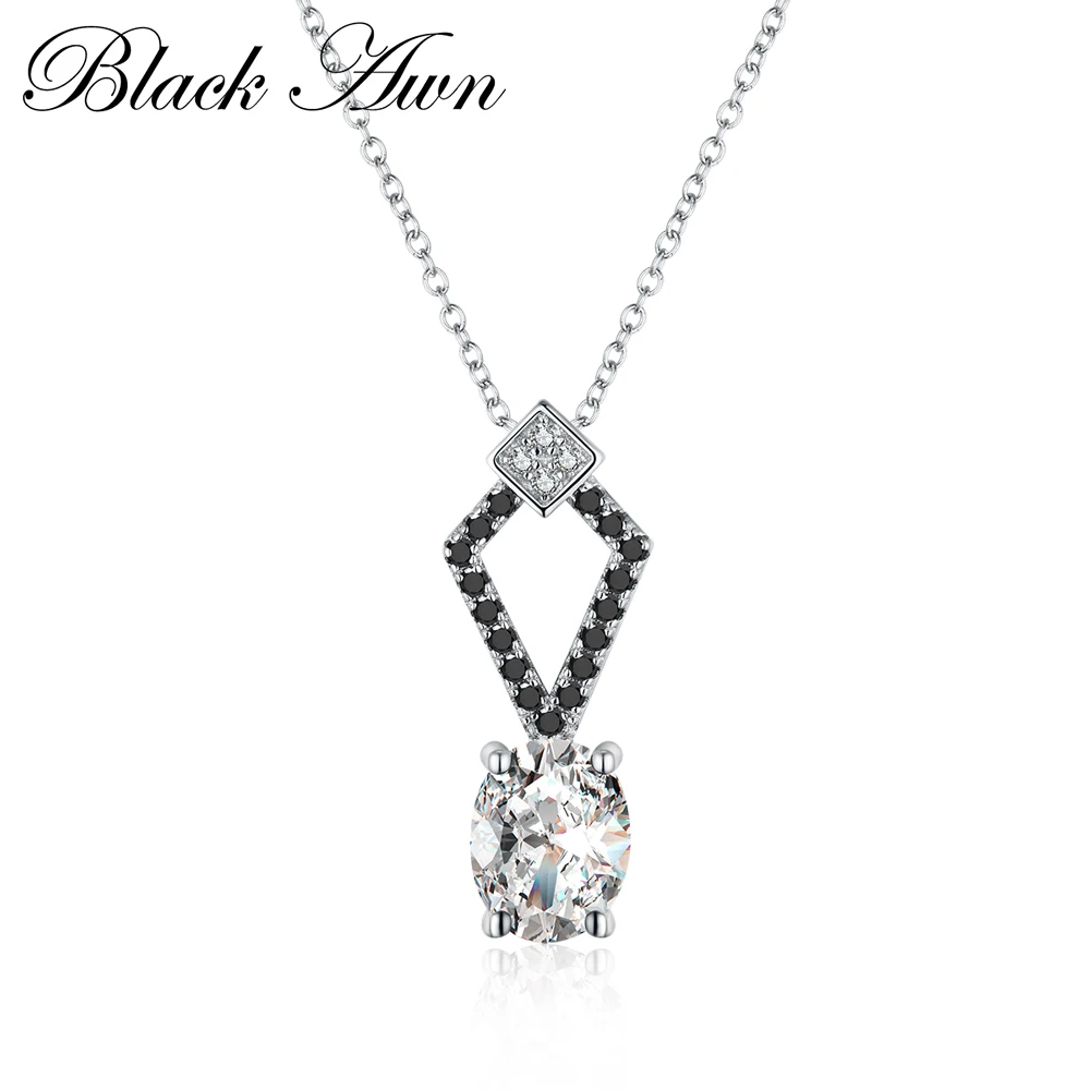 Black Awn Hot Sale Fashion Lucky Trendy Genuine 100% 925 Sterling Silver Necklaces Pendants Jewelry Necklace Women Bijoux P120