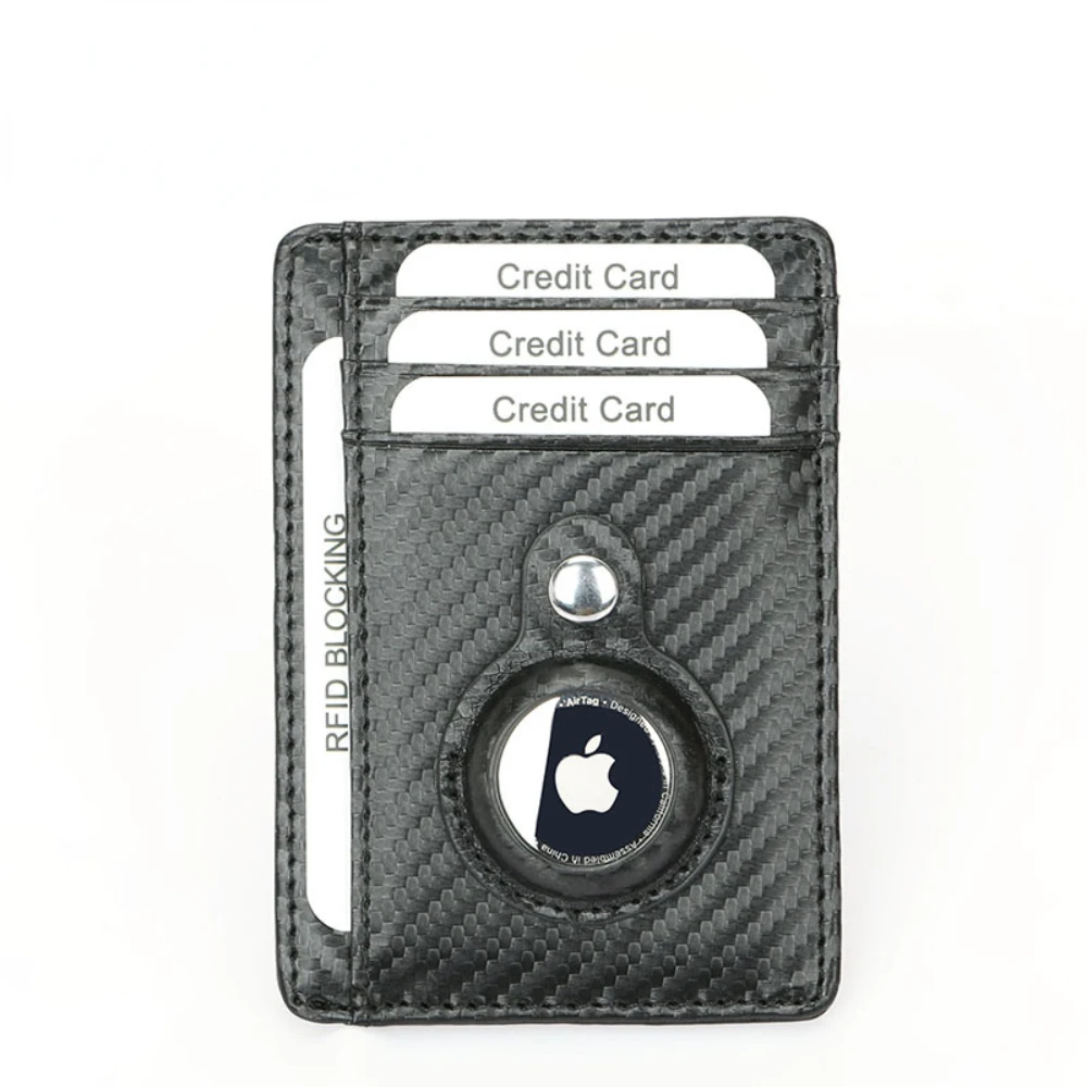 Kaartportemonnee van koolstofvezel Airtag-sleuf RFID Zakelijke ID Creditcardhouder Slanke portemonnee Dunne PU-lederen kaarthouder Beschermende