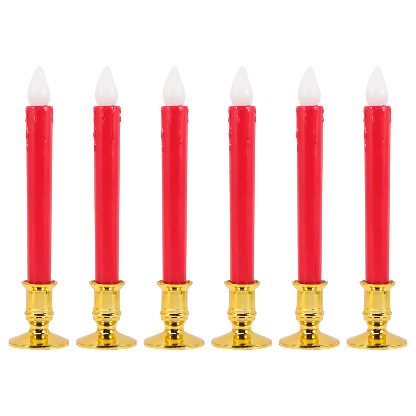 

6 Pcs Electronic Long Stick Candles LED Abs Plastic Operated Flameless tapersticks for Birthday Wedding Festivals LED