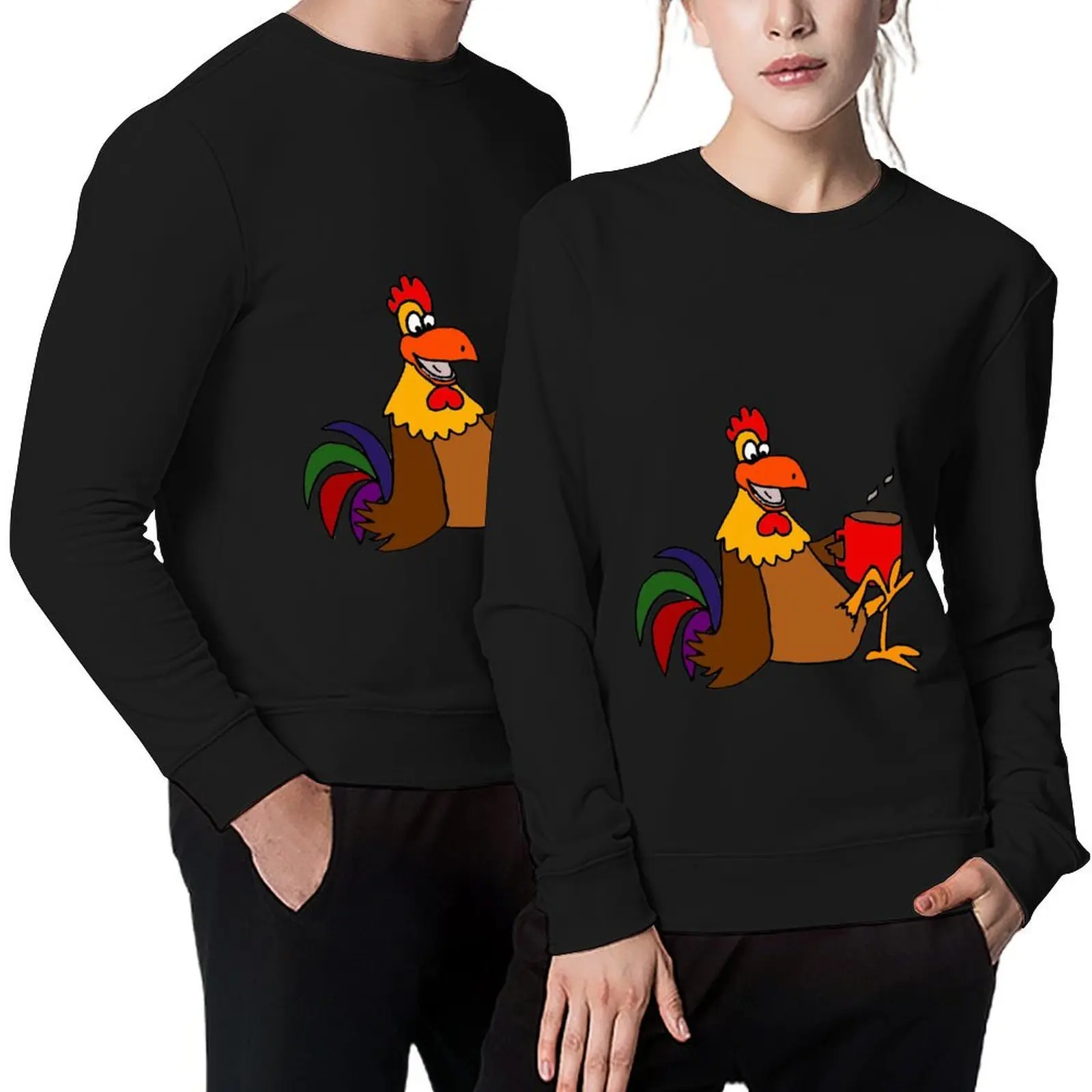 

Cool Funky Rooster Drinking Coffee Pullover men wear men clothing anime clothing autumn clothes hooded sweatshirt