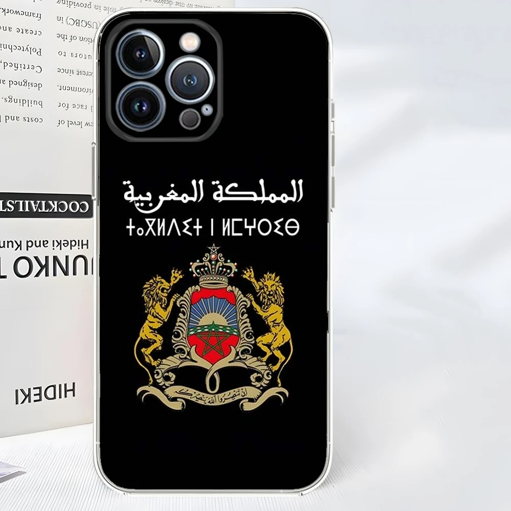 حافظة هاتف مغربية بعلم المغرب جديد 2025 لهاتف آيفون واضحًا 16 15 14 12 13 11 Pro Max Mini X XR XS Max 7 8 Plus شفافة Cov